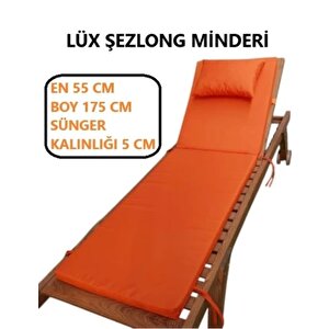 Lüks Şezlong Minderi̇ Yastıklı 5 cm Sünger Turuncu 175*55*5