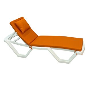 Lüks Şezlong Minderi̇ Yastıklı 5 cm Sünger Turuncu 175*55*5
