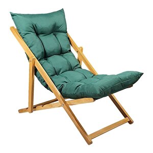 Ahşap Katlanabilir Taşınır Puf Minderli Plaj, Bahçe, Balkon Şezlong