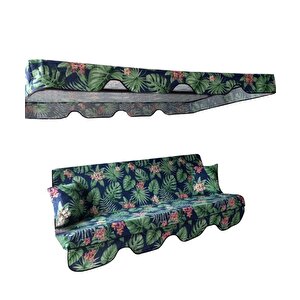 3 Kişilik Lüks Salıncak Kılıf Seti̇ Mindersiz Yaprak Desen 164x47