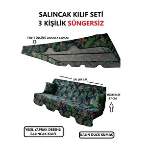 3 Kişilik Lüks Salıncak Kılıf Seti̇ Mindersiz Yaprak Desen 164x47