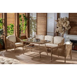 Bahçe Mobilyası 3'lü Takım Santana Rattan A Sınıfı Cappuccino