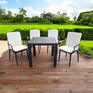 Lüks Arkalıklı Sandalye Minderi̇ 4 adet 4 cm Süngerli̇ Krem