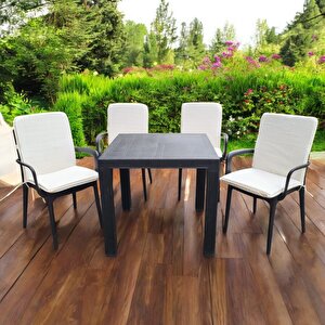 Lüks Arkalıklı Sandalye Minderi̇ 4 adet 4 cm Süngerli̇ Krem