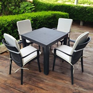Lüks Arkalıklı Sandalye Minderi̇ 4 adet 4 cm Süngerli̇ Krem