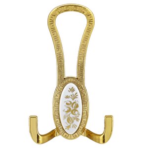 Portmanto Vestiyer Duvar Banyo Askısı Metal Dolap Elbise Askılığı Gold Beyaz Desenli 4 Adet