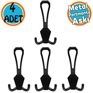 Metal Siyah Portmanto Mobilya Vestiyer Duvar Dolap Elbise Kıyafet Askısı Askılığı Askılık (4 Adet)
