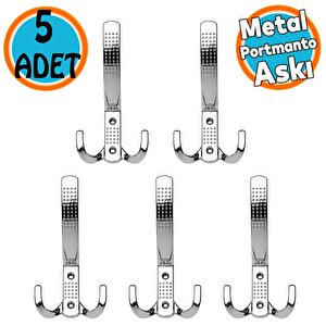 (5 Adet) Metal Krom Portmanto Mobilya Vestiyer Duvar Dolap Elbise Kıyafet Askısı Askılığı Askılık
