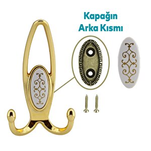 Portmanto Vestiyer Duvar Askısı Metal Dolap Elbise Askılığı Altın Beyaz Altın Kapak