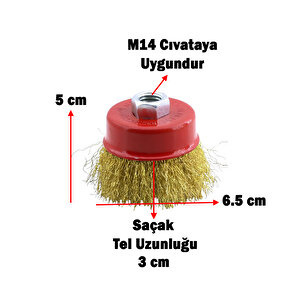 Çanak Fırça Saçaklı Paslanmaz 65 Mm M14 Pas Kir Boya Kazıma Temizleme Taşlama Zımparalama Parlatma