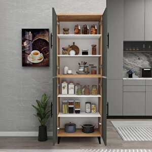 Enda Home 6 Raflı 4 Kapaklı Çok Amaçlı Dolap Atlantik Çam - Antrasit