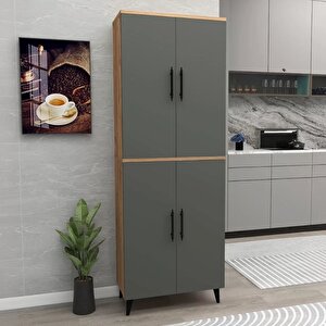 Reyo Enda Home 6 Raflı 4 Kapaklı Çok Amaçlı Dolap Atlantik Çam - Antrasit