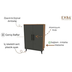Reyo Enda Home 6 Raflı 4 Kapaklı Çok Amaçlı Dolap Atlantik Çam - Antrasit