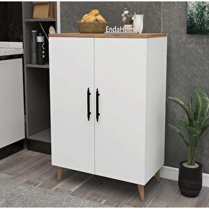 Enda Home 3 Raflı 2 Kapaklı Çok Amaçlı Dolap Beyaz - Atlantik Çam