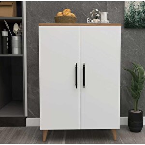 Enda Home 3 Raflı 2 Kapaklı Çok Amaçlı Dolap Beyaz - Atlantik Çam