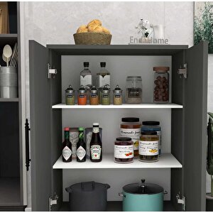 Enda Home 3 Raflı 2 Kapaklı Çok Amaçlı Dolap Antrasit