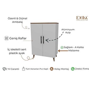 Reyo Enda Home 3 Raflı 2 Kapaklı Çok Amaçlı Dolap Antrasit