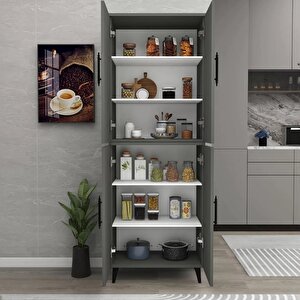 Enda Home 6 Raflı 4 Kapaklı Çok Amaçlı Dolap Antrasit