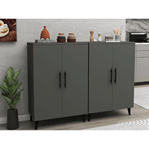 Enda Home 6 Raflı 4 Kapaklı Çok Amaçlı Dolap Antrasit