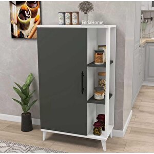 Enda Home 6 Raflı Kapaklı Çok Amaçlı Dolap 97x65x32 Cm Beyaz - Antrasit