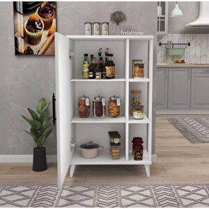 Enda Home 6 Raflı Kapaklı Çok Amaçlı Dolap 97x65x32 Cm Beyaz
