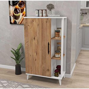 Enda Home 6 Raflı Kapaklı Çok Amaçlı Dolap 97x65x32 Cm Beyaz - Çam