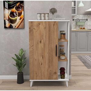 Enda Home 6 Raflı Kapaklı Çok Amaçlı Dolap 97x65x32 Cm Beyaz - Çam