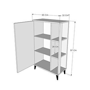 Reyo Enda Home 6 Raflı Kapaklı Çok Amaçlı Dolap 97x65x32 Cm Beyaz - Çam
