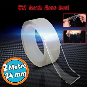 Çift Taraflı Nano Bant Yıkanabilir Montaj Çok Amaçlı Güçlü Yapıştırma Bandı Şeffaf 24 Mm X 2 Metre