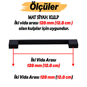 Mobilya Mutfak Çekmece Dolap Dolabı Kapak Kulbu Kulpu 12.8 Cm Kulp 128 Mm Mat Siyah Metal