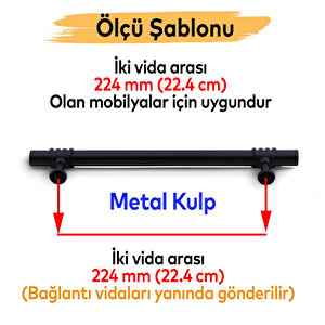 Mobilya Mutfak Çekmece Dolap Dolabı Kapak Kulbu Kulpu Kulpları (224 Mm - 22.4 Cm) Siyah Metal
