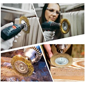 Boya Kurum Pas Zımparalama Kazıma Temizleme Fırçası Pimli Çanak Daire Tel Fırça Matkap Uyumlu 50 Mm