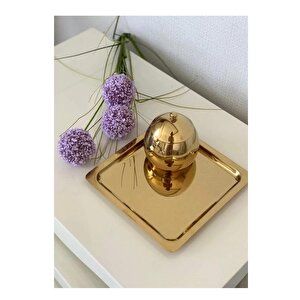 Paslanmaz Çelik Gold Renk Sunum Tepsisi 21 X21 Cm Çay Kahve Pasta Tatlı Servis Sunum Tepsisi 2 Adet