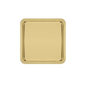 Paslanmaz Çelik Gold Renk Sunum Tepsisi 21 X21 Cm Çay Kahve Pasta Tatlı Servis Sunum Tepsisi 1 Adet