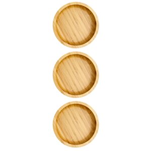 Yuvarlak Bambu Orta Boy Çok Amaçlı Kase, Bambu Çerezlik, Sunum Tabağı 16 Cm Orta Boy Sunum 3 Adet