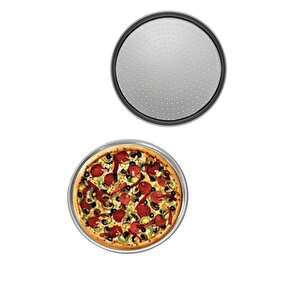Büyük Orta Küçük Boy Delikli Pizza Tepsisi Lahmacun Pide Tepsisi 36 - 32 - 28 Cm 3 Adet 3 Boy