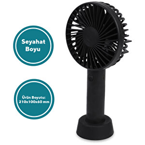 Şarj Edilebilir Mini El Fanı Siyah Hff-02