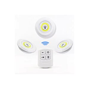 Led Işıklı Lamba, Kablosuz Uzaktan Kumandalı Led Ampul Seti 3 Adet, Gece Lambası Spot Lamba