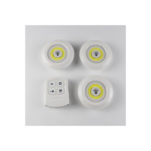 Led Işıklı Lamba, Kablosuz Uzaktan Kumandalı Led Ampul Seti 3 Adet, Gece Lambası Spot Lamba