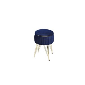 Bianco Metal Ayaklı Puflu Sehpa Altın Koyu Mavi (gold Dark Blue)