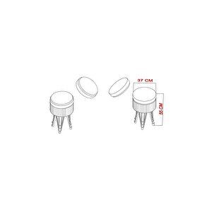 Bi̇anco Metal Ayaklı Puflu Sehpa