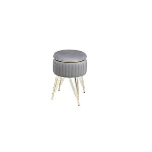Bianco Metal Ayaklı Puflu Sehpa Altın Gümüş Gri (gold Si̇lver Grey)