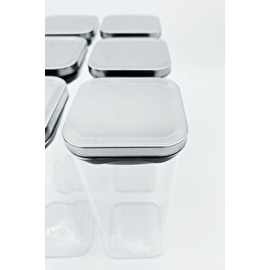 Vakum Krom Kapaklı Kare Cam Kavanoz 6,5x12,5 Cm - 350 Ml Cam Baharatlık Saklama Kabı 18 Adet