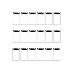 Vakum Krom Kapaklı Kare Cam Kavanoz 8x8*13 Cm - 650 Ml Cam Baharatlık Saklama Kabı 18 Adet