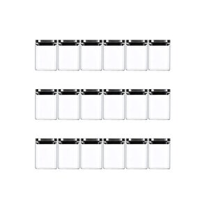 Vakum Krom Kapaklı Kare Cam Kavanoz 8x8*10 Cm - 500 Ml Cam Baharatlık Saklama Kabı 18  Adet