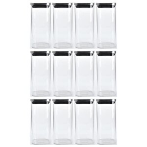 Vakum Krom Kapaklı Kare Cam Kavanoz 6,5x15,5 Cm - 450 Ml Cam Baharatlık Saklama Kabı 12 Adet