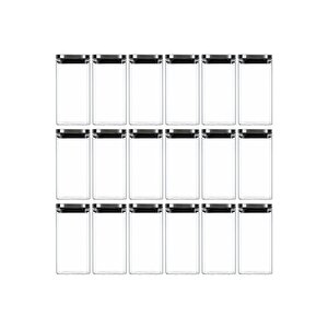 Vakum Krom Kapaklı Kare Cam Kavanoz 8x8*15 Cm -800 Ml Cam Baharatlık Saklama Kabı 18 Adet