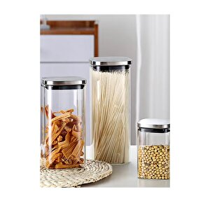 Vakum Krom Kapaklı Kare Cam Kavanoz 8x8*15 Cm -800 Ml Cam Baharatlık Saklama Kabı 18 Adet