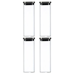 Vakum Krom Kapaklı Kare Cam Kavanoz 6x6*18 Cm -600 Ml Cam Baharatlık Saklama Kabı 4 Adet