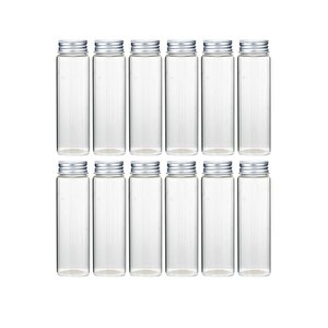 Metal Çevir Aç Kapaklı Cam Baharatlık Saklama Kabı 18 Adet-160 Ml
